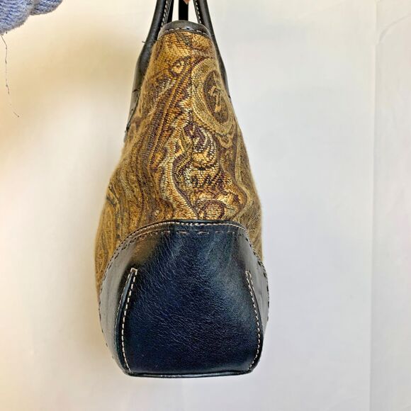 Vintage Fossil Forever Paisley Tapestry Purse Leather Accents Boho Y2K - Picture 3 of 16